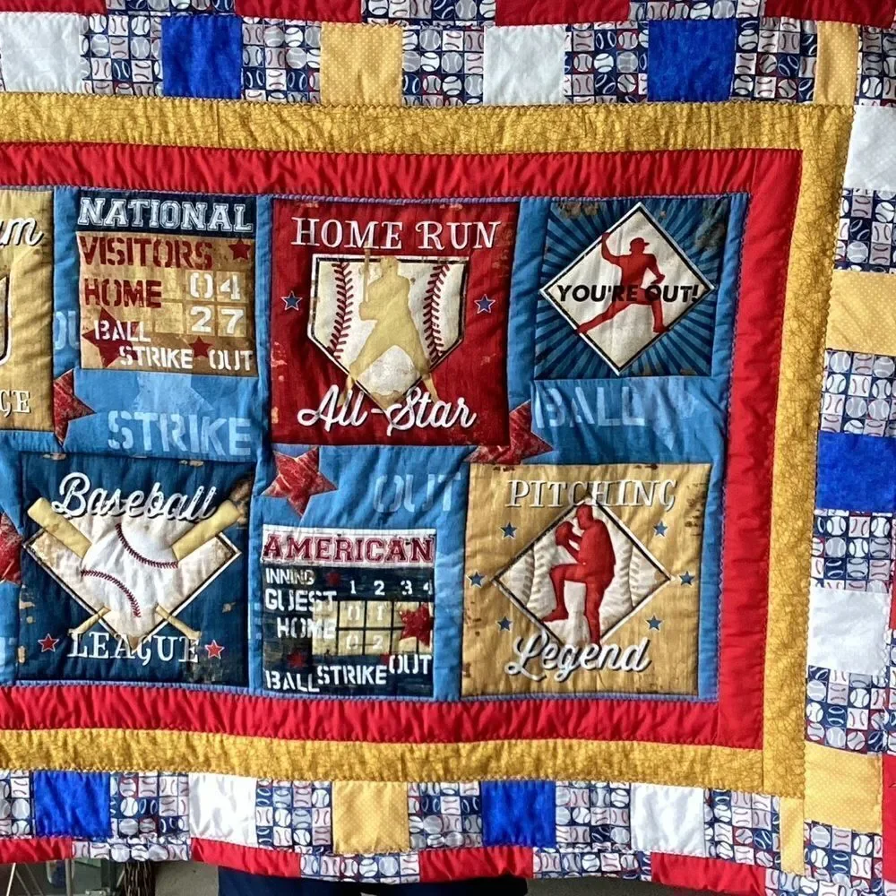 NWT. Hand Crafted Baseball for All Ages Lap Quilt